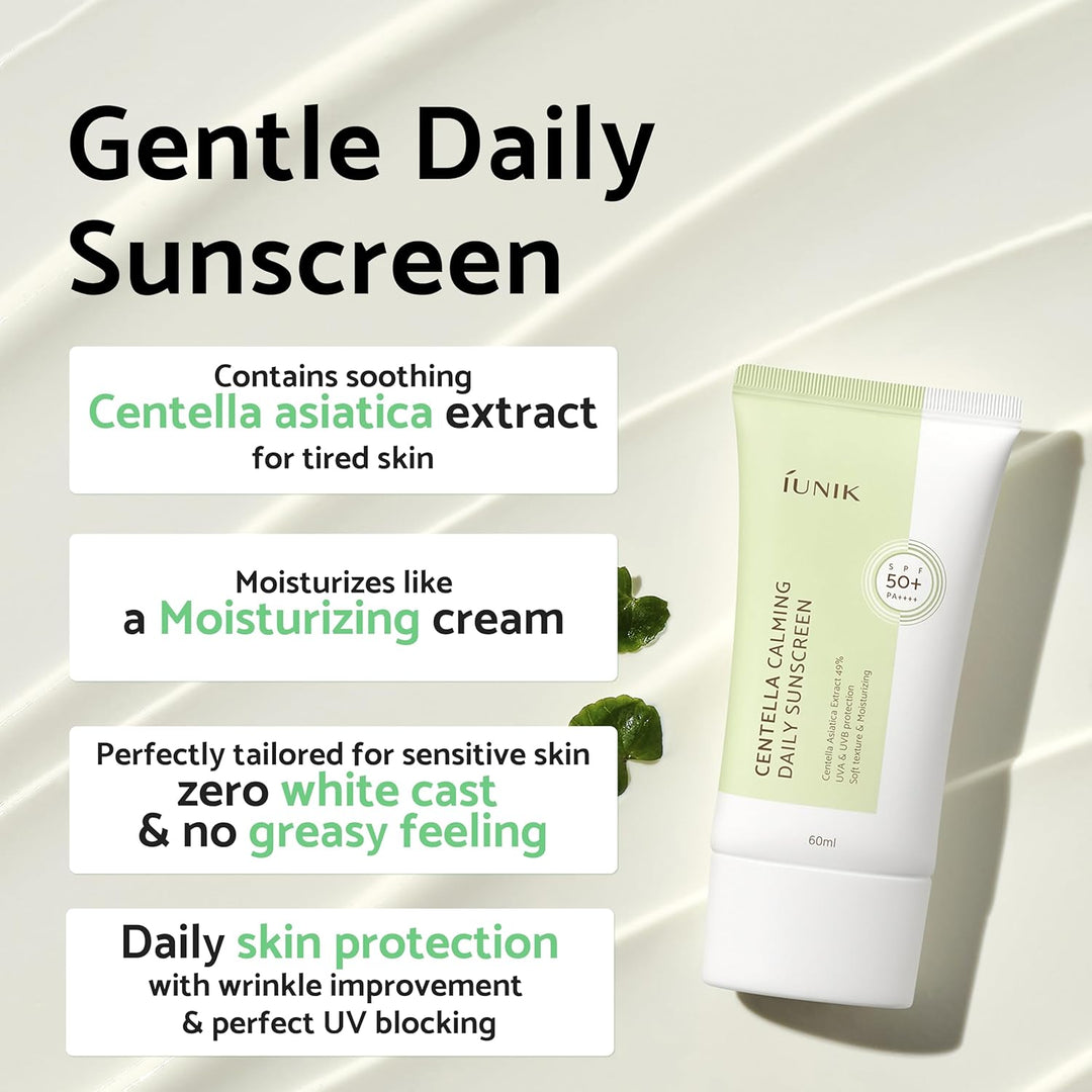 Centella Calming Moisture Daily Sunscreen SPF 50+ PA++++ Matte &amp; No White Cast Centella Asiatica Dry Oily Sensitive Vegan Korean Skincare