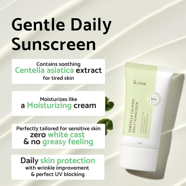 Centella Calming Moisture Daily Sunscreen SPF 50+ PA++++ Matte &amp; No White Cast Centella Asiatica Dry Oily Sensitive Vegan Korean Skincare