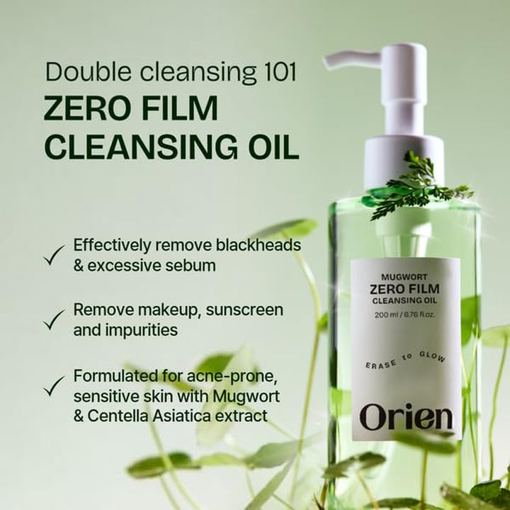Mugwort Zero Film Cleansing Oil 6.76 Fl.Oz. 200Ml ㅣDaily Makeup Blackhead Removal No Pore Clogging Korean Skincare Double Cleansing