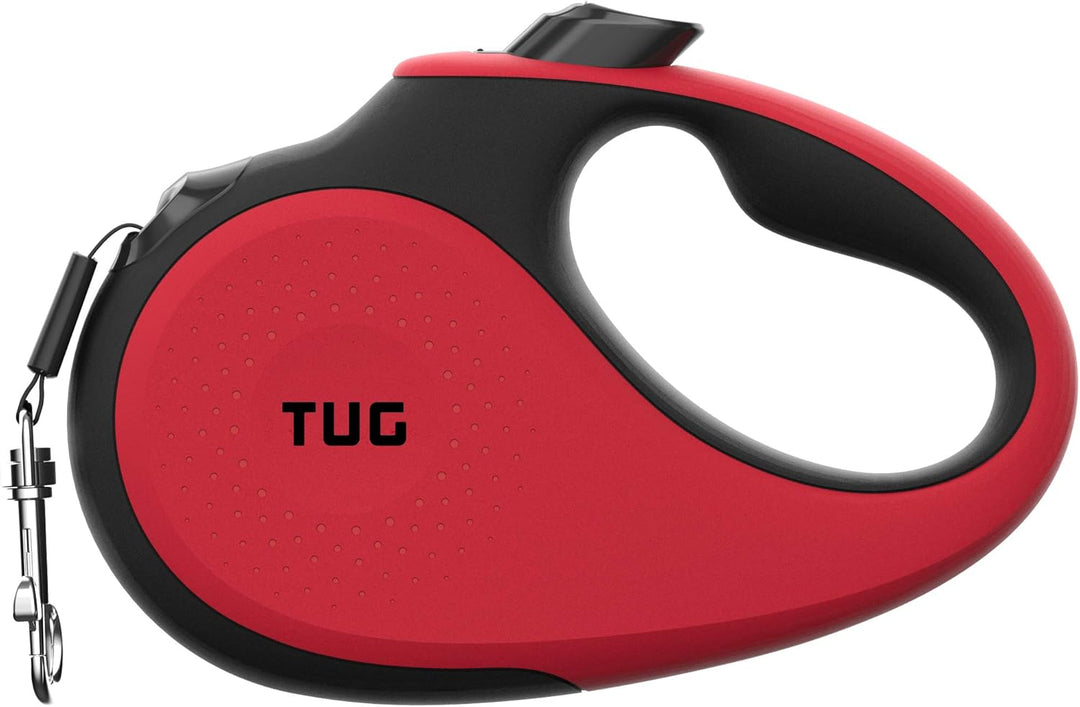 360° Tangle-Free Retractable Dog Leash with Anti-Slip Handle | 16 Ft Strong Nylon Tape | One-Handed Brake, Pause, Lock (Medium, Red)