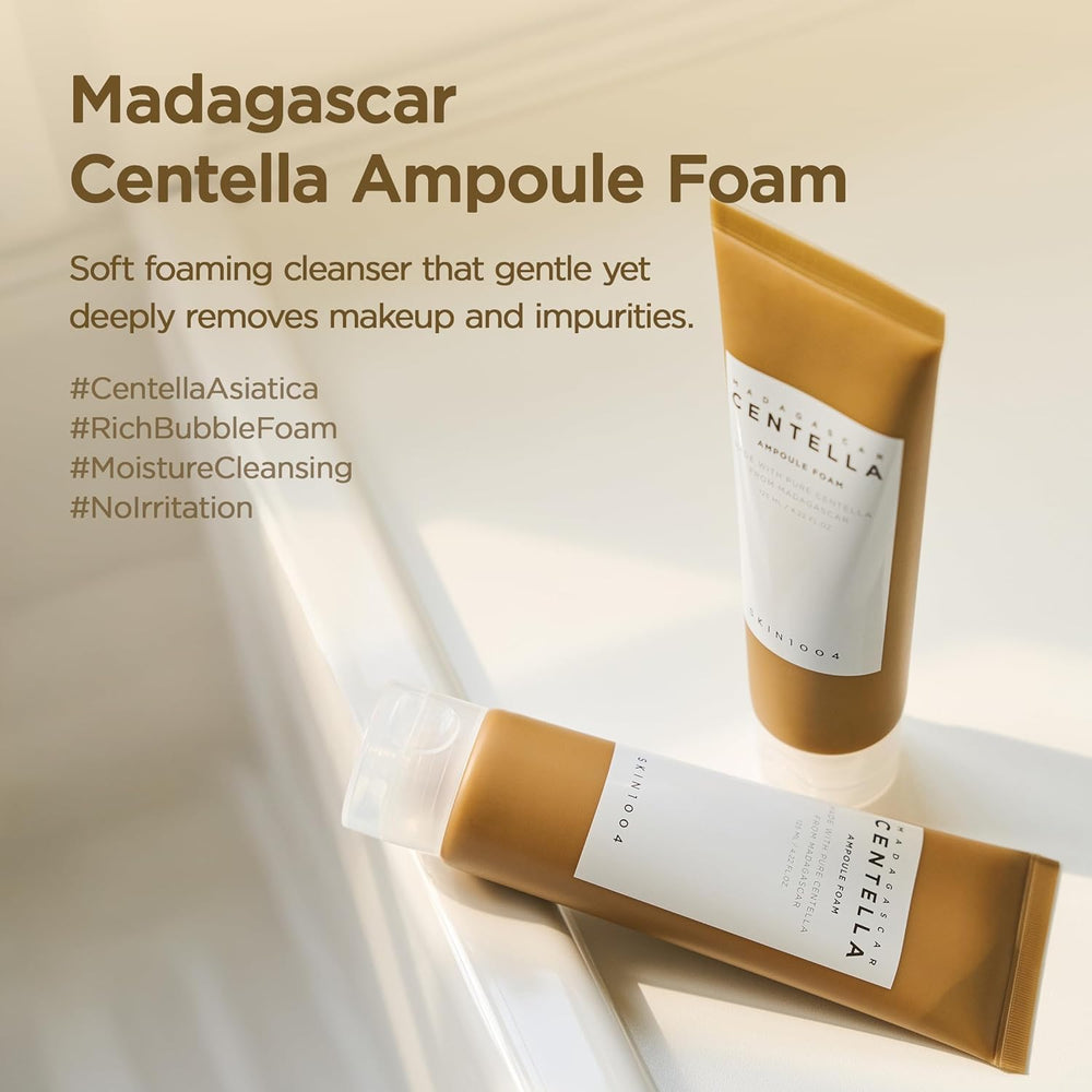 Madagascar Centella Ampoule Foam, 4.23 Fl.Oz, Korean Face Cleanser & Makeup Remover with Centella Asiatica, Gentle Daily Cleanser for Soft Skin, Korean Skin Care