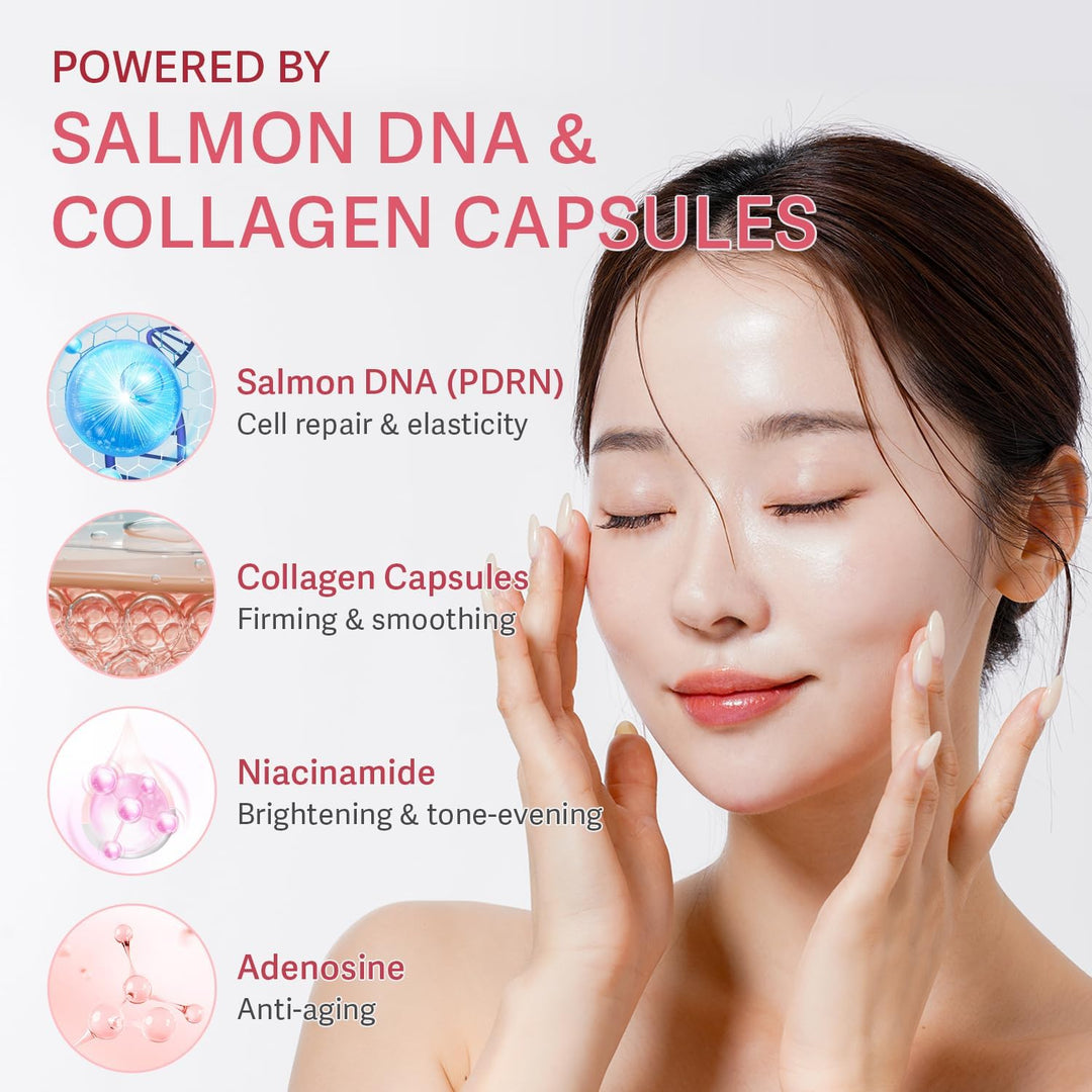 PDRN Capsule Cream with Vitamin C &amp; Collagen – Korean Boba Moisturizer for Face, Pink Jelly Cream for Deep Hydration, Skin Repair, and Glow – Korean Skincare Gel for All Skin Types
