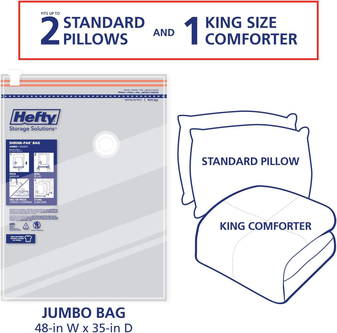 Space Bags Vacuum Storage Bags for Bedding Jumbo Compression 3 Pack Clear for Comforters Blankets (3 Jumbo/Bedding Solo)