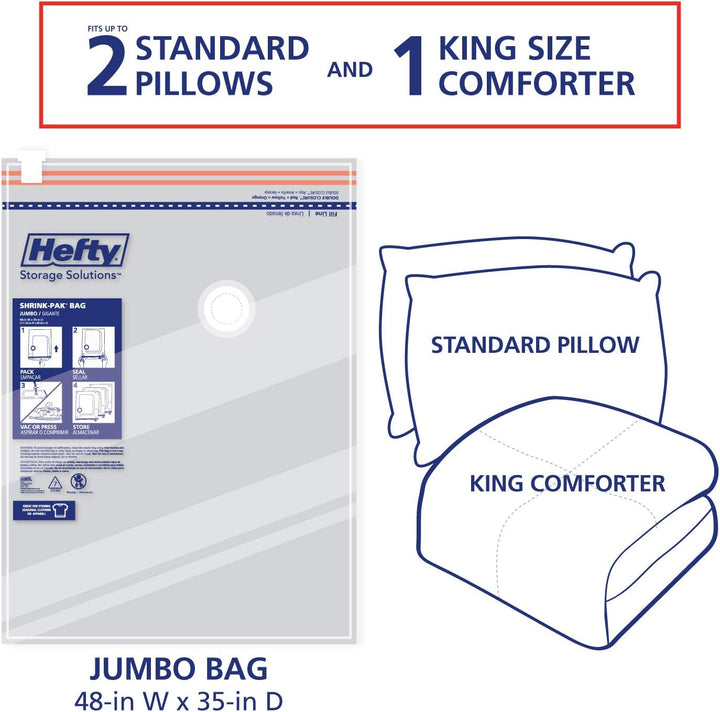 Space Bags Vacuum Storage Bags for Bedding Jumbo Compression 3 Pack Clear for Comforters Blankets (3 Jumbo/Bedding Solo)