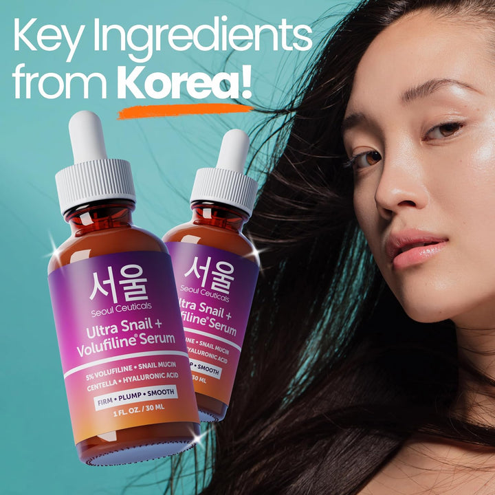 Volufiline Serum + Snail Mucin - Extra Large 30Ml 100% Sederma Volifiline Korean Skincare - Volufine Plumping Skin Care for Face 1Oz
