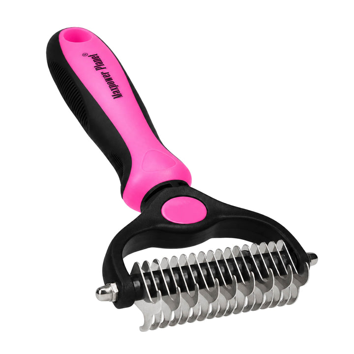 Double-Sided Dog &amp; Cat Grooming Brush · Deshedding + Dematting
